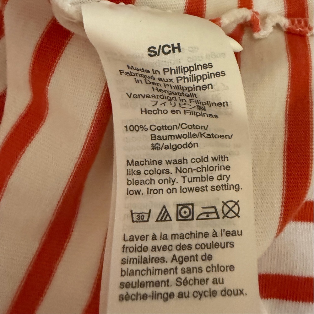 J.Crew Orange White Stripe Tie Back Top 3/4 Sleeve Cotton Size Small Nautical - Picture 3 of 8